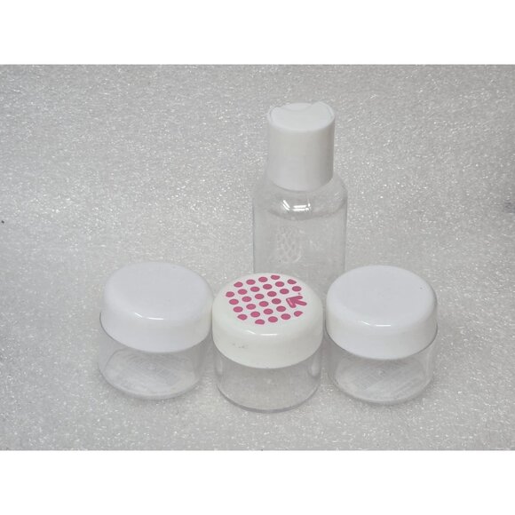 Travel-Size Clear Plastic Bottles Set of 4 With Lids For Toiletries Cosmetics - Picture 1 of 2